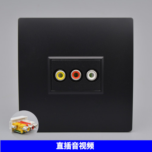 免焊三孔莲花RCA对劲接音视频插座86型直插AV多媒体墙壁暗装面板 - 图1