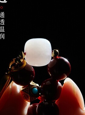 衡山南岳大庙文创推荐款 原矿朱砂手串手链女和田玉本命年男士