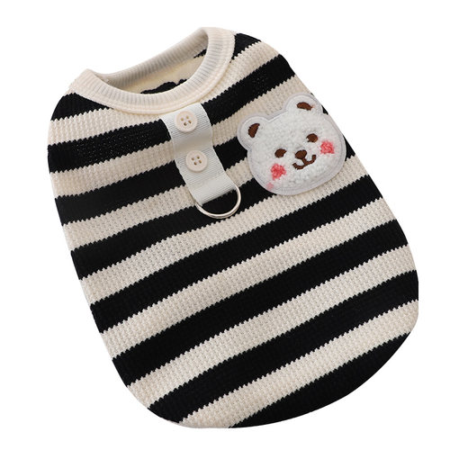 西施犬夏季衣服自带牵引环无袖冬两脚秋天狗狗外出小型犬条纹背心 - 图3