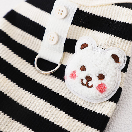 西施犬夏季衣服自带牵引环无袖冬两脚秋天狗狗外出小型犬条纹背心 - 图1