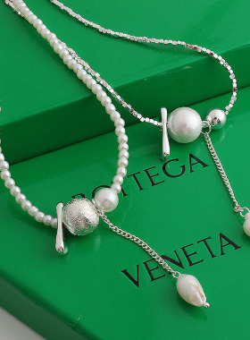 时尚碎银子串珠棉花珍珠项链颈链