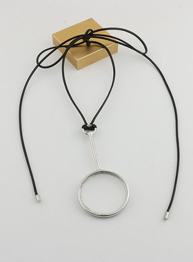 HABI同款银色放大镜项链毛衣链女