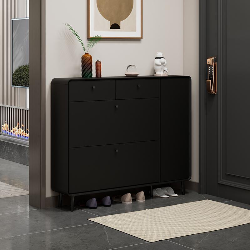 鞋柜家用门口黑色入户超薄翻斗玄关柜进门大容量简约省空间鞋架 - 图1