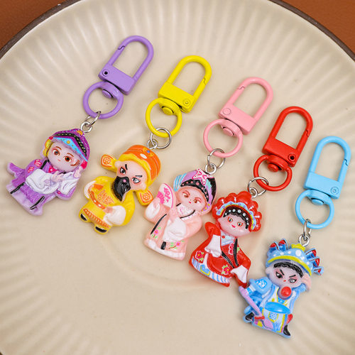 新款中国风戏曲人物钥匙扣古风学生书包装饰挂件儿童奖励礼品挂饰 - 图2