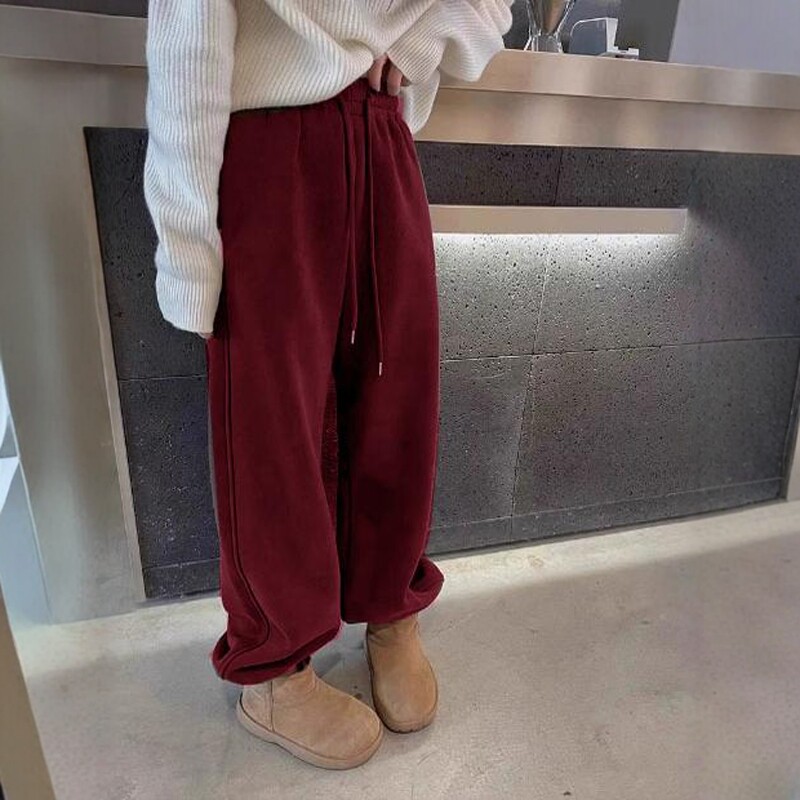 裤子女2025新款秋冬季加绒加厚直筒运动休闲咖啡色束脚卫裤,淘宝优惠券,粉丝福利购,淘宝优惠卷