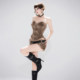 KLIOU European and American sister style retro brown irregular tube top vest slimming versatile shorts fashion two-piece set