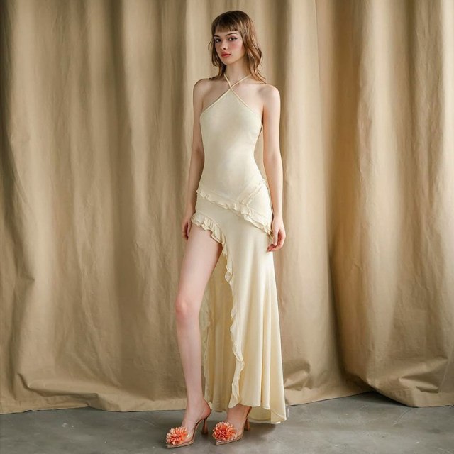 Pure Desire Cool Atmosphere Irregular Halter Dress