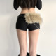 KLIOU fashionable and sophisticated retro khaki design niche versatile chain decorated plush belt for women