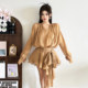 KLIOU temperament retro high-end pleated lace-up dress women's fashion niche slim waist hot girl short skirt