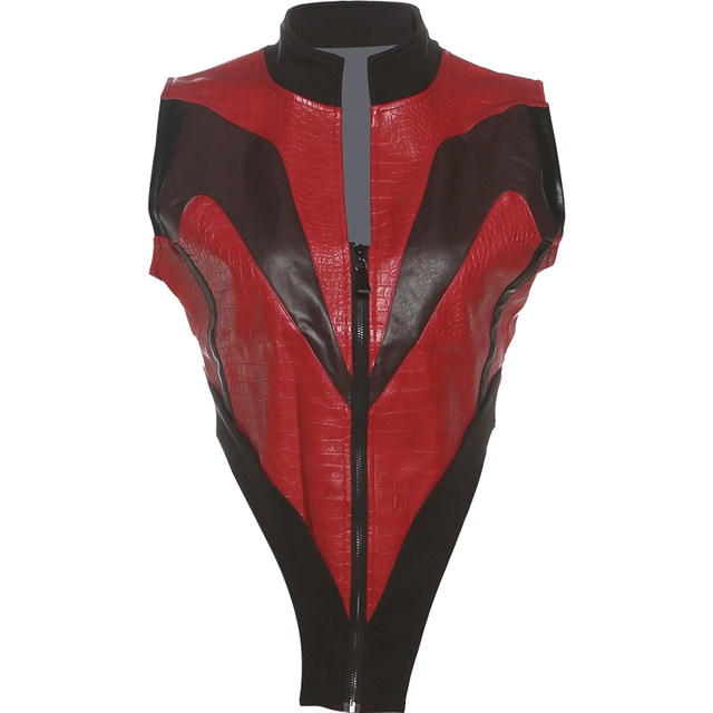 KLIOU is both sexy and sexy. Contrasting color splicing sleeveless jumpsuit, slim and versatile shorts, fashionable two-piece set