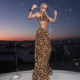KLIOU fashionable retro personalized plush leopard print suit short tube top vest slimming high waist casual trousers