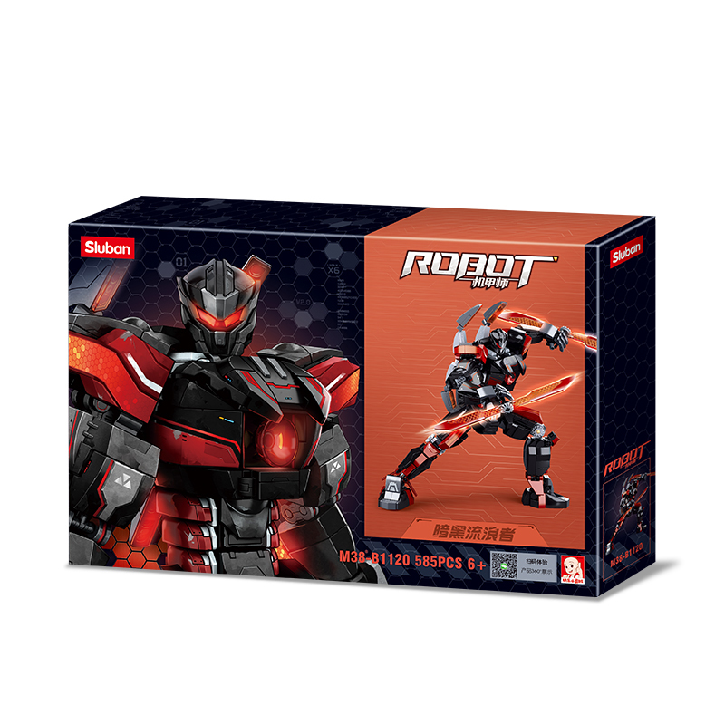 小鲁班中国积木暗黑流浪者机甲玩具男孩益智力拼装机器人金刚模型