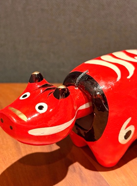 「京都和风」日本传统工艺 乡土玩具 张子摇头赤牛红牛 摆件置物