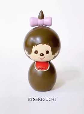 「京都和风」日本制 卯三郎木雕可爱木偶实木雕刻置物摆件 蒙奇奇