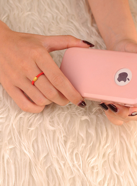 本命年转运珠18K黄金色红绳戒指纯手工编织情侣编绳对戒