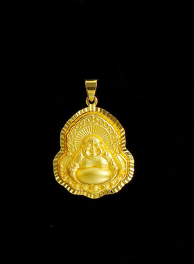 18K黄金色吊坠 精美项坠观音菩萨弥勒佛999真金色大肚佛