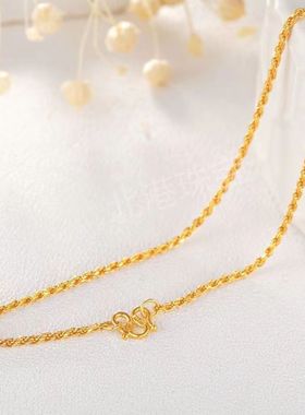 18k黄金色项链麻绳加长麻花链