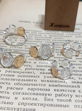 agete独特拼色古董纯银活口戒指