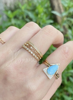 agete治愈温柔天然海纹石戒指