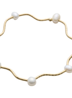 agete波浪14K珍珠手镯