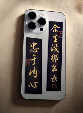 手写创意毛笔字书法放手机壳纸条