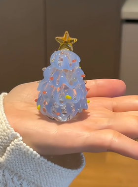 梦幻琉璃圣诞树淄博纯手工烧制玻璃桌面迷你装饰摆件圣诞节小礼物