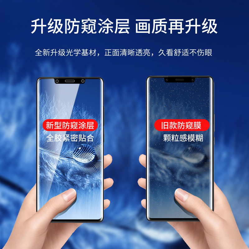 华为mate50pro手机膜防窥mate40pro水凝膜mate30钢化膜mate30epro全屏m30pro防偷窥m40pro全包meta防偷窥20X - 图3