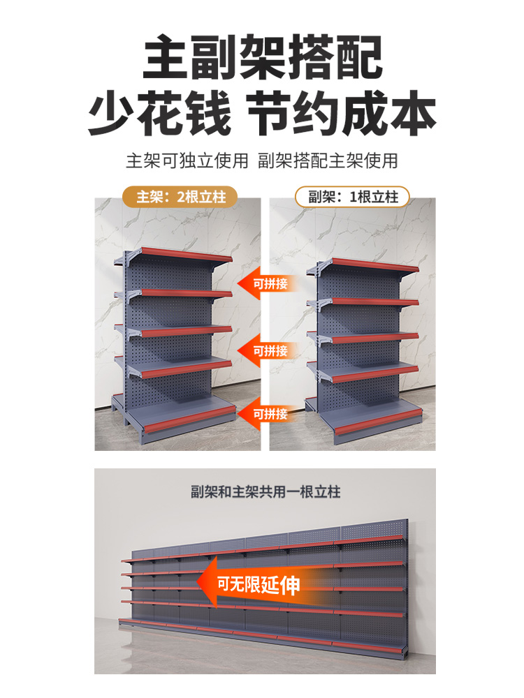 超市货架便利店单面双面挂钩饰品零食加厚洞洞板多层商超展示架子-图3