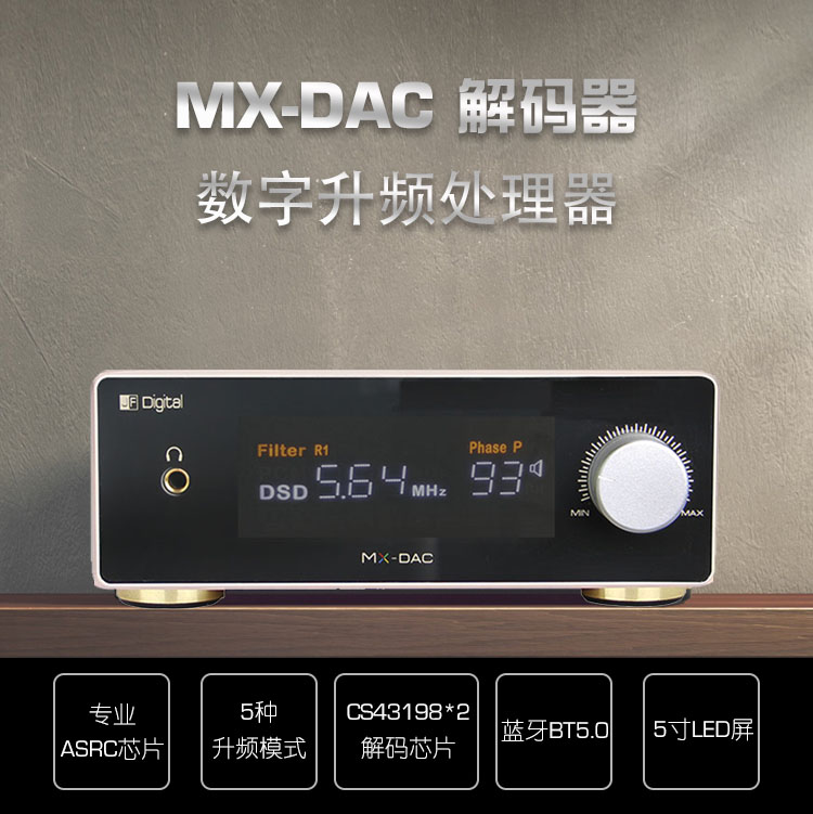 景丰MX-DAC音频解码器双CS43198甲类耳放DSD512硬解USB/蓝牙5.0 - 图0