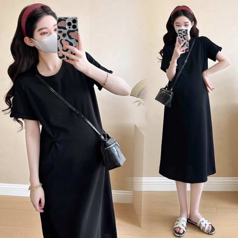 孕妇连衣裙简约风孕妇装夏季新款时尚圆领短袖宽松显瘦连衣裙夏装,淘宝优惠券,粉丝福利购,淘宝优惠卷