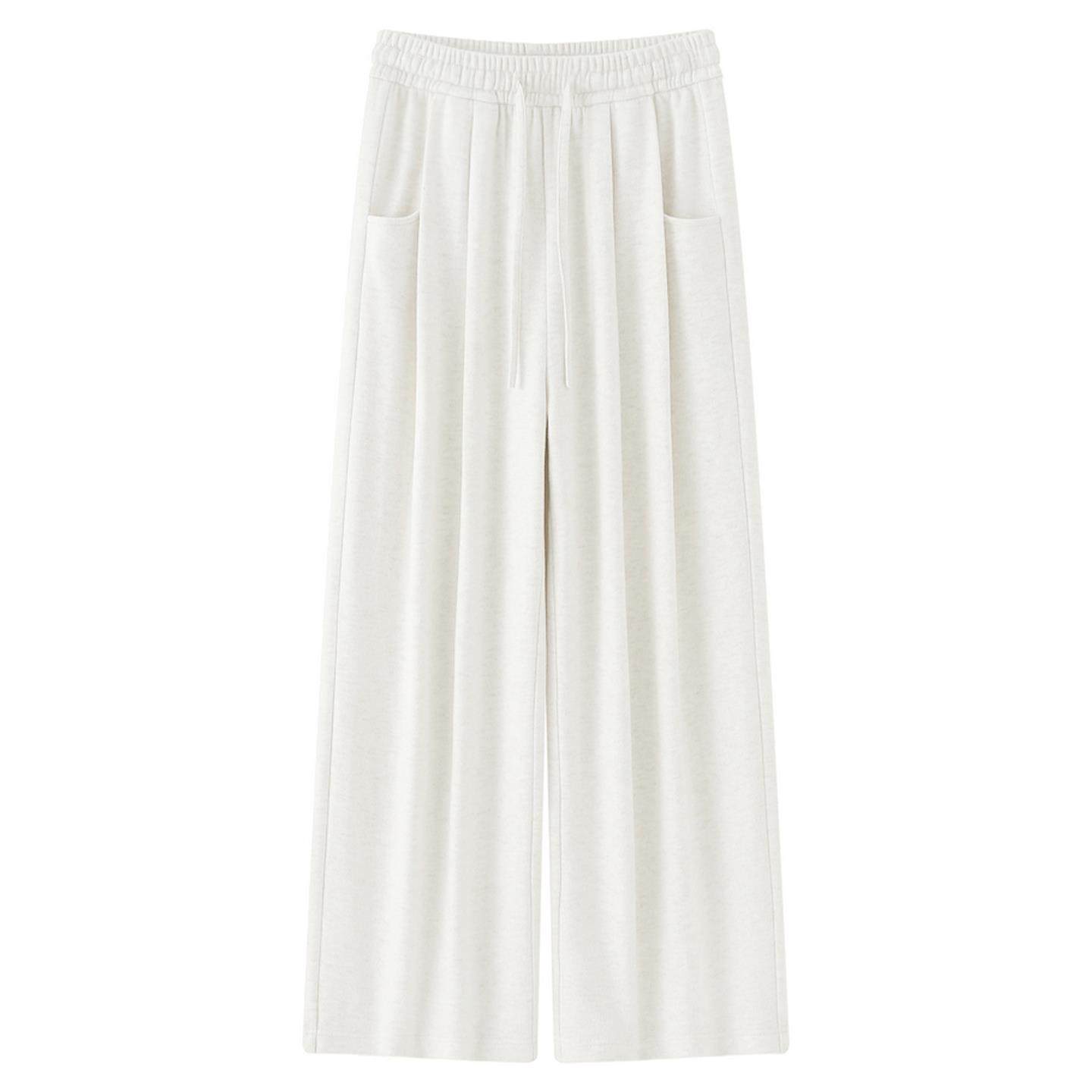 浅色糯米休闲裤女秋冬加绒胖妹妹mm高腰宽松显瘦梨型身材阔腿裤子,淘宝优惠券,粉丝福利购,淘宝优惠卷