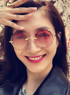 复古金色多边形花朵太阳镜女小脸素颜神器花瓣造型街拍墨镜