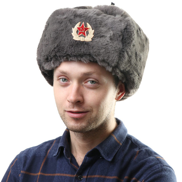 Cold-proof thickened and velvet men's winter warm and ear-protecting Lei Feng hat