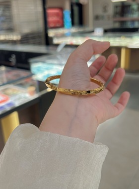 足银999.9新中式开口锤纹手镯