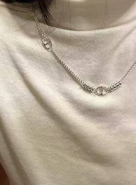 S925纯银猪鼻子锁骨链情侣款