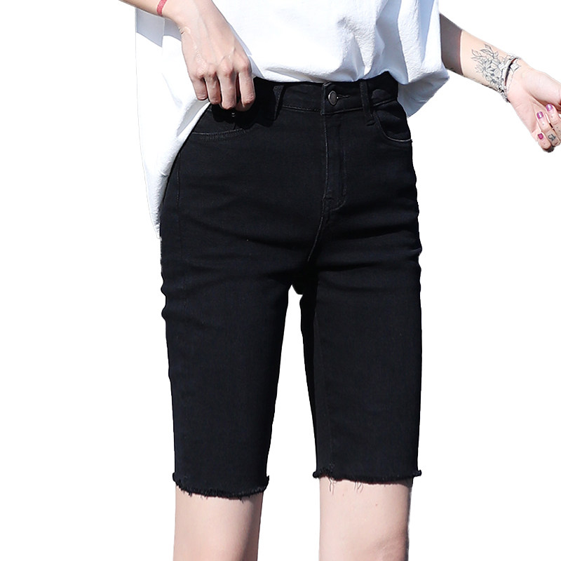黑色五分牛仔夏薄款港味潮ins短裤 为妃牛仔裤
