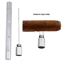 2-in-1 cigar pass needle with ash holder metal needle ventilation dredge Cuban cigar portable cigarette lighter anti-burn tool