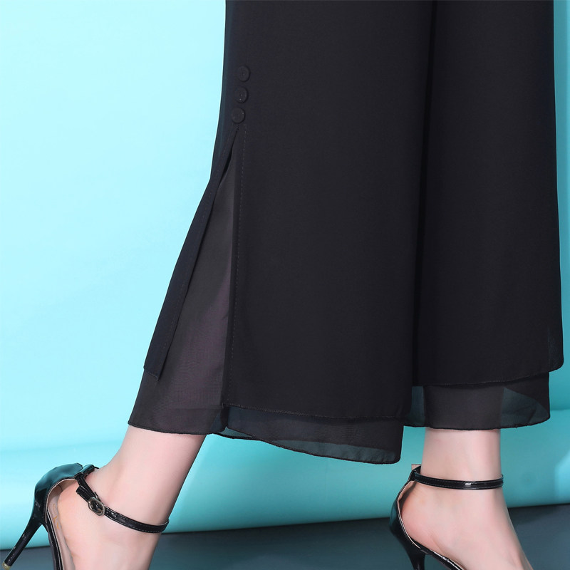 垂感双层雪纺夏季裤裙高腰阔腿裤 芊紫萱休闲裤