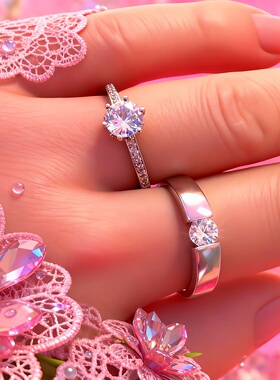 婚礼仿真情侣对戒结婚假钻戒交换