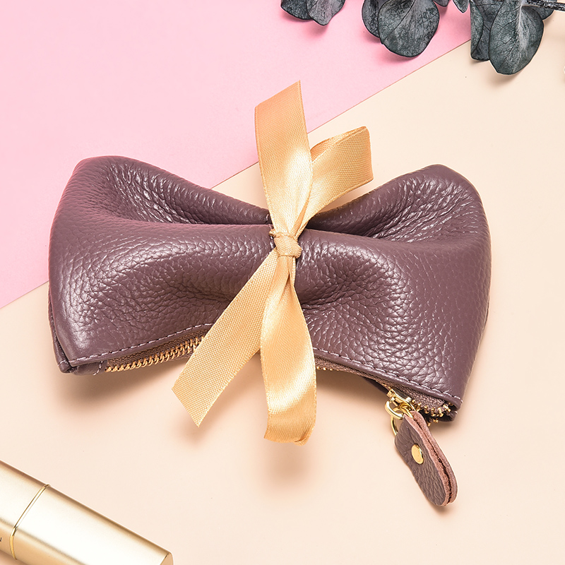 头层牛皮零钱包女卡包钥匙包软皮硬币包多层拉链迷你真皮短款钱包 - 图1