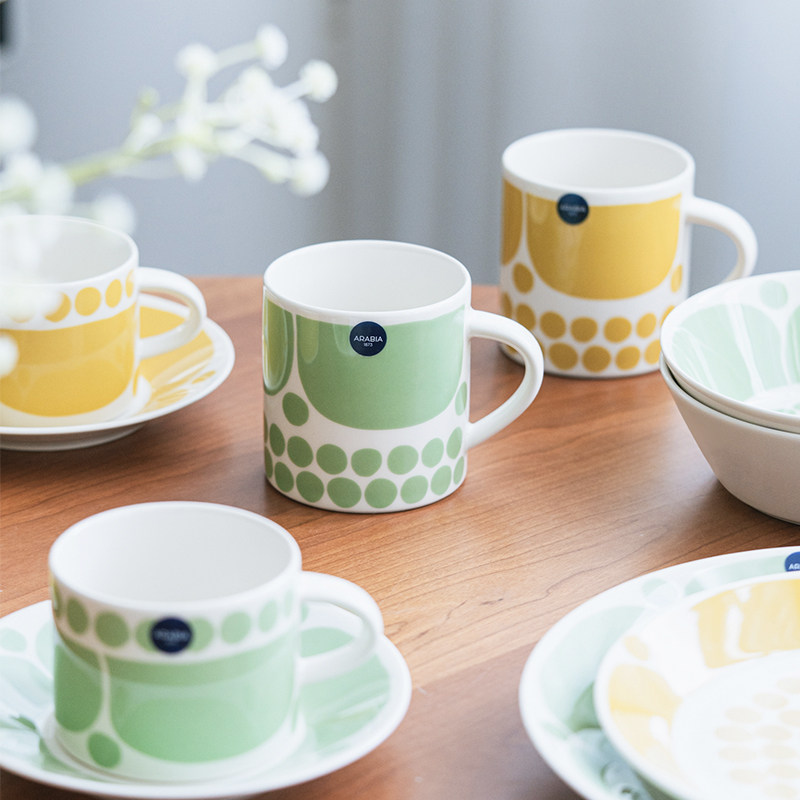 芬兰进口Arabia绿色星期天陶瓷咖啡马克杯盘子碗杯子碟餐具套装盘,淘宝优惠券,粉丝福利购,淘宝优惠卷