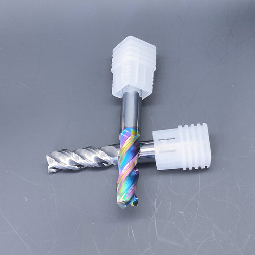 钨钢合金铣刀3刃U型槽DLC七彩涂层高光高效铝用刀CNC数控立铣刀具 - 图2