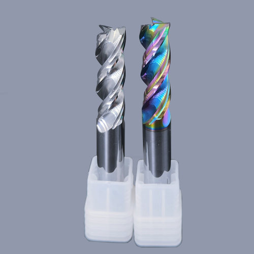钨钢合金铣刀3刃U型槽DLC七彩涂层高光高效铝用刀CNC数控立铣刀具 - 图0