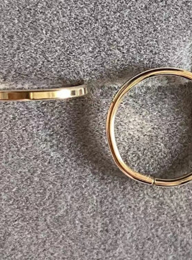 新品14k包金玫瑰金925光面耳圈