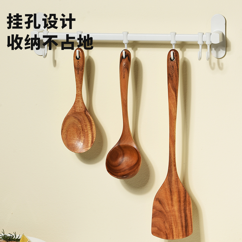 相思木炒铲厨房家用炒菜铲子铲勺套装汤勺饭勺不粘锅专用进口原木 - 图0