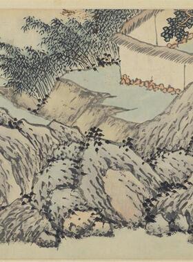 明沈周锦上开花图图卷筒卫生纸本W彷古名家诗意山水国画长卷高清