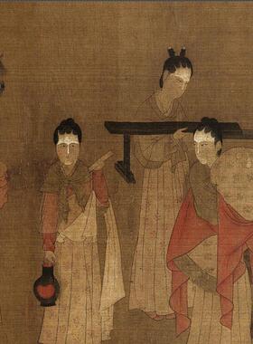 五代北齐杨子华s校书图仿古名家人物工笔国画真迹复制微喷