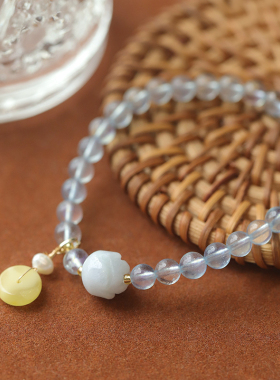 轻奢甜美蓝色水晶手串女清新复古