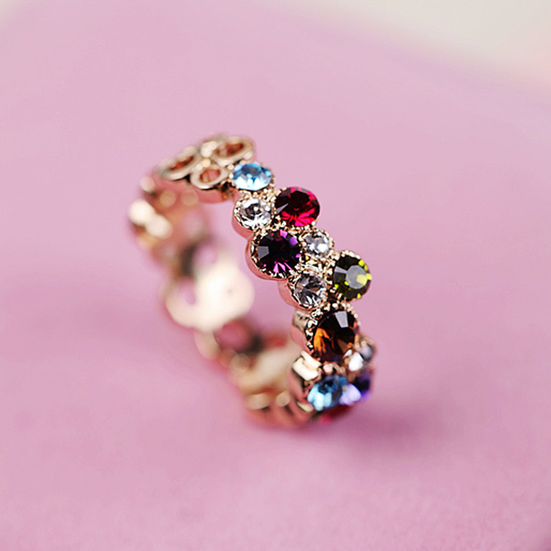 彩色女时尚个性满钻夸张食指戒戒指 大乐良品戒指/指环