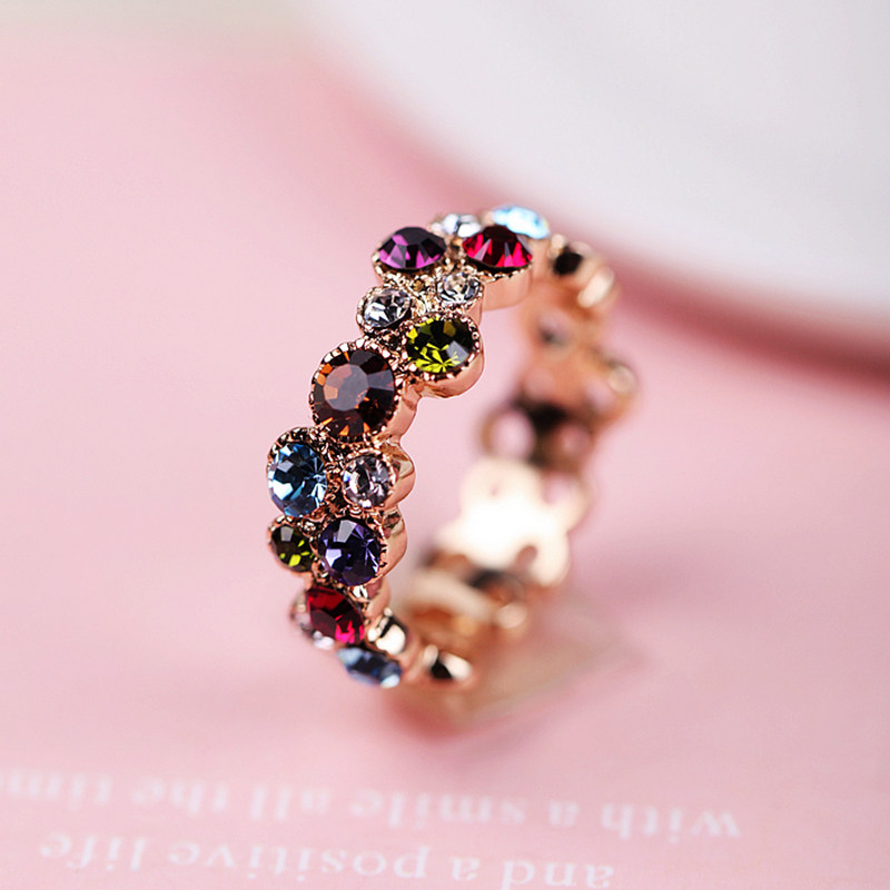 彩色女时尚个性满钻夸张食指戒戒指 大乐良品戒指/指环